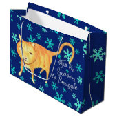 Warme knuffels & wintervlokken Kerstkat Groot Cadeauzakje (Voorkant Gekanteld)