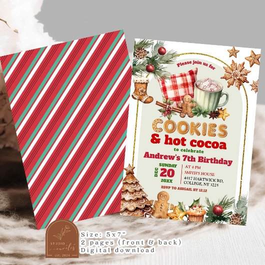 Warme koekjes en warme cacao kerstverjaardag kinde kaart