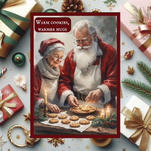 Warme koekjes warmere knuffels mevrouw Santa's bak Feestdagenkaart