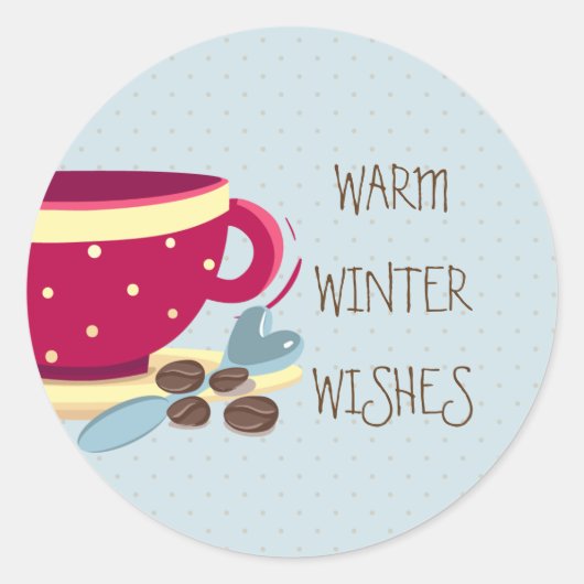Warme koffie Allerwarmste Winter Wensen stickers (Voorkant)