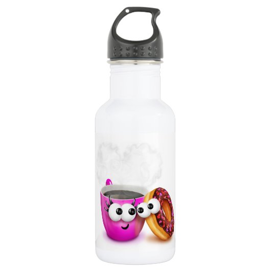 Warme koffie en een donut waterfles (Voorkant)