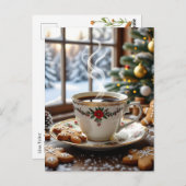 Warme koffie en peperkoekkoekjes Kerstmis Briefkaart (Voorkant / Achterkant)
