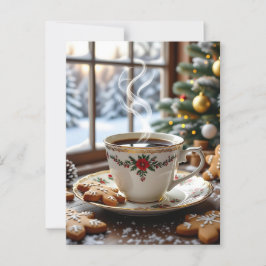 Warme koffie en peperkoekkoekjes Kerstmis Briefkaart