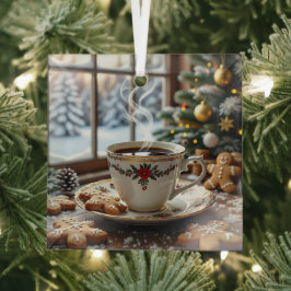 Warme koffie en peperkoekkoekjes Kerstmis Glas Ornament