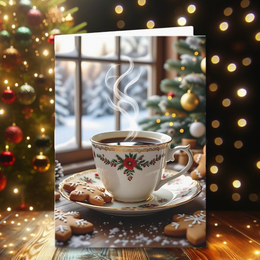 Warme koffie en peperkoekkoekjes Kerstmis Kaart