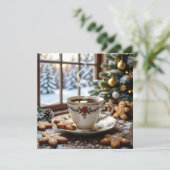 Warme koffie en peperkoekkoekjes Kerstmis Kaart (Staand voorkant)