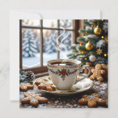 Warme koffie en peperkoekkoekjes Kerstmis Kaart (Voorkant)