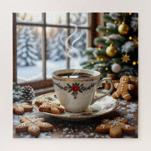 Warme koffie en peperkoekkoekjes Kerstmis Legpuzzel