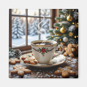 Warme koffie en peperkoekkoekjes Kerstmis Magneet
