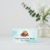 Warme koffie in de beker visitekaartje (Staand voorkant)