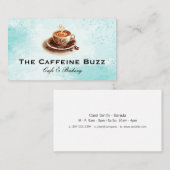 Warme koffie in de beker visitekaartje (Voorkant / Achterkant)