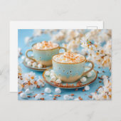 Warme koffie met marshmallows feestdagenkaart (Voorkant / Achterkant)