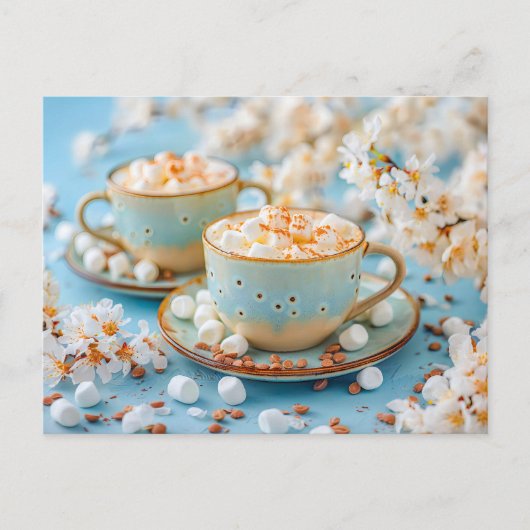 Warme koffie met marshmallows feestdagenkaart (Voorkant)