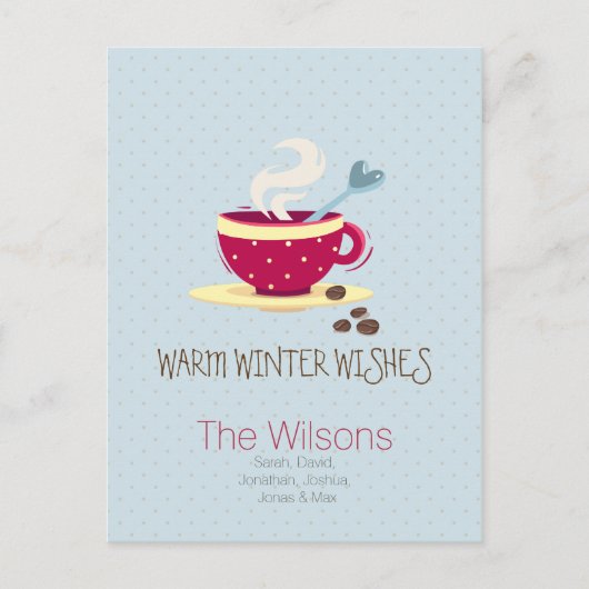 Warme Koffie Warmste Winterwensen postkaarten (Voorkant)