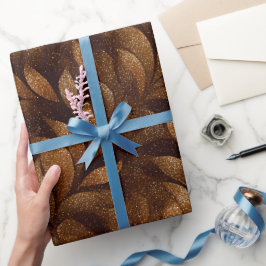 Warme koperen metalen bruine glinsterpatroon cadeaupapier