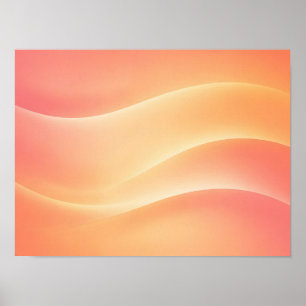 Warme Koraal Perzik Gradiënt Abstracte Golven Poster