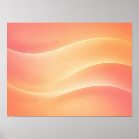 Warme Koraal Perzik Gradiënt Abstracte Golven Poster (Voorkant)