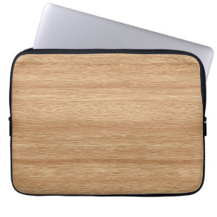 Warme lichte houtnerf textuur met natuurlijke stro laptop sleeve