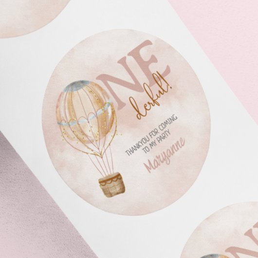 Warme luchtballon, 1e verjaardag Thankyou Sticker