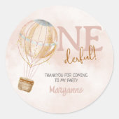 Warme luchtballon, 1e verjaardag Thankyou Sticker (Voorkant)