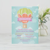 Warme luchtballon - Birthday-feest - vliegwolken Kaart (Staand voorkant)