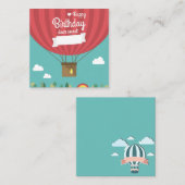 Warme luchtballon Birthday Notitiekaartje (Voorkant / Achterkant)