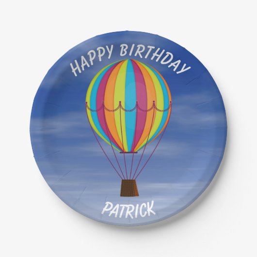 Warme luchtballon Birthday Papieren Bordje (Voorkant)