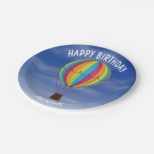 Warme luchtballon Birthday Papieren Bordje (Gekanteld)