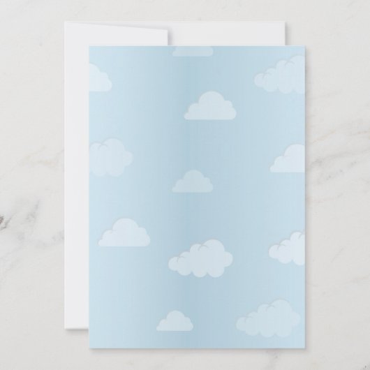 Warme luchtballon Birthday Party Mint Pink Clouds Kaart (Achterkant)