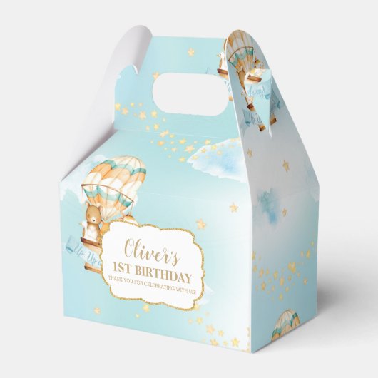 Warme luchtballon Cute Animals Boy Birthday Party Bedankdoosjes (Achterkant)