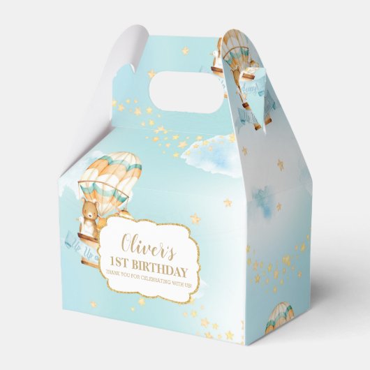 Warme luchtballon Cute Animals Boy Birthday Party Bedankdoosjes (Voorkant Zijde)