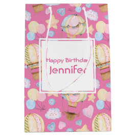 Warme luchtballon Cute Waterverf Pattern Birthday Medium Cadeauzakje