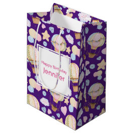Warme luchtballon Cute Waterverf Pattern Birthday Medium Cadeauzakje