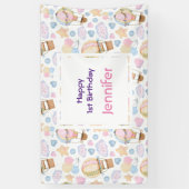 Warme luchtballon Cute Waterverf Pattern Birthday Spandoek (Verticaal)