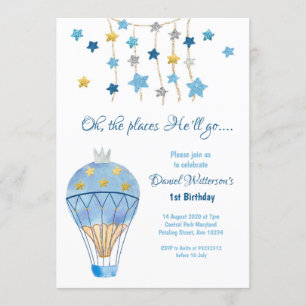 Warme luchtballon Glitter Star Birthday voor jonge Kaart