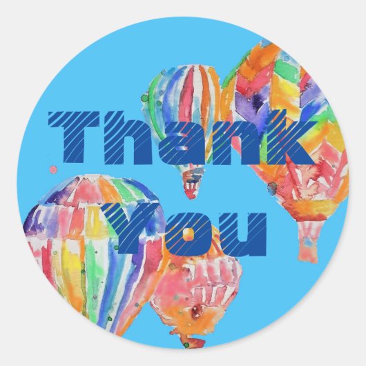 Warme luchtballon Waterverf boys Birthday Sticker (Voorkant)