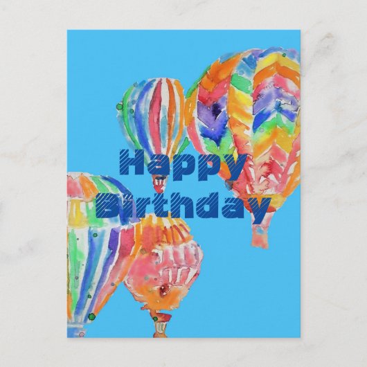 Warme luchtballon Waterverf jongens man Birthday C Briefkaart (Voorkant)
