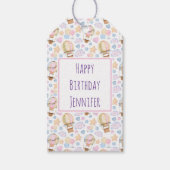 Warme luchtballon Waterverf Pattern Birthday Cadeaulabel (Voorkant)