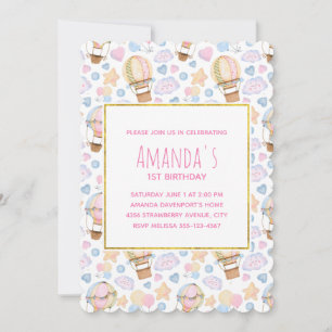 Warme luchtballon Waterverf Pattern Birthday Kaart