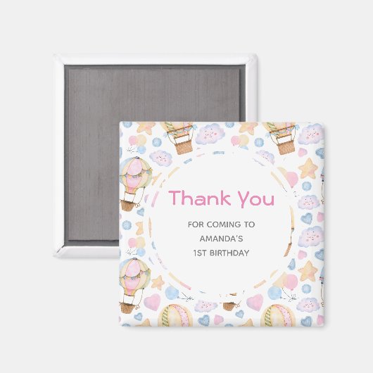 Warme luchtballon Waterverf Pattern Birthday Magneet (Voorkant / Achterkant)