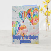 Warme luchtballon Waterverf Verjaarkaart schildere Kaart (Gele Bloem)