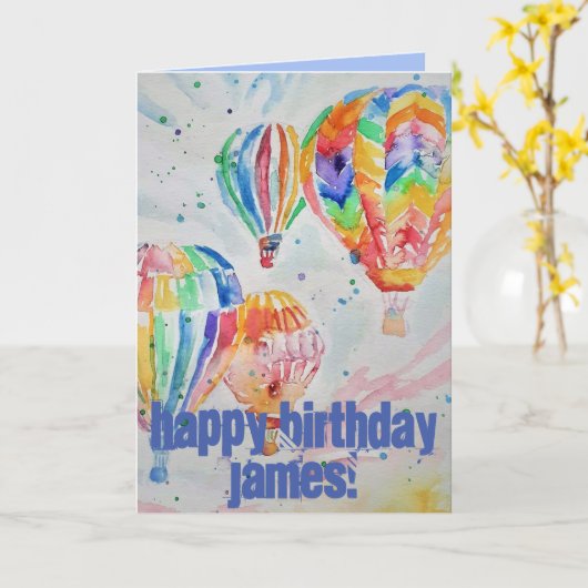 Warme luchtballon Waterverf Verjaarkaart schildere Kaart (Gele Bloem)