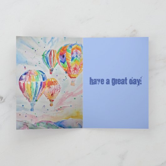 Warme luchtballon Waterverf Verjaarkaart schildere Kaart (Binnen)