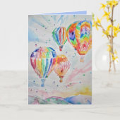 Warme luchtballon Waterverf Verjaarkaart schildere Kaart (Gele Bloem)
