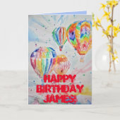 Warme luchtballon Waterverf Verjaarkaart schildere Kaart (Gele Bloem)