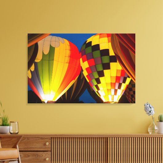 Warme luchtballonnen gloeien canvas afdruk (Insitu (Woonkamer))