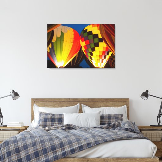 Warme luchtballonnen gloeien canvas afdruk (Insitu (Slaapkamer))