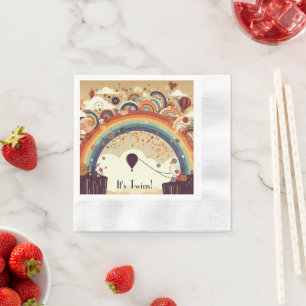 Warme luchtballonnen kleurrijk servet