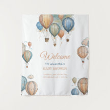 Warme Luchtballonnen Pastel Jongen Reizen Baby Sho
