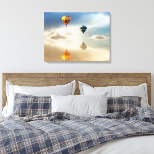 Warme luchtballonnen waterreflectie canvas afdruk (Insitu (Slaapkamer))